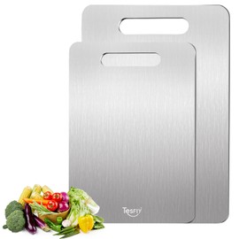 2 Pack Titanium Cutting Board-100% Pure Titanium Cutting Boards For Kitche,Easy to clean,Double-sided food-grade Cutting Board For Cutting Meats, Fruits And Vegetables,M + L