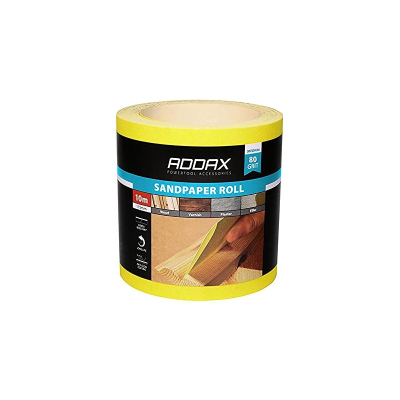 TIMCO 80 Grit Sandpaper Roll - Yellow -115mm x 10m