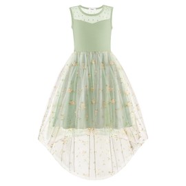 Arshiner Girls Summer Dresses Tween Easter Wedding Fairy Tulle Formal Casual Sundress Green Floral