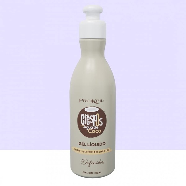 Gel Definidor Liquido para Crespos Prokpil con Agua de Coco | Curls and Wavy Hair Liquid Gel 10.1oz-300ml