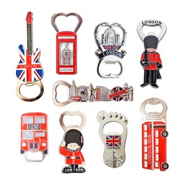 Great Mix of UK Britain London Icons/Landmarks Fridge Magnet Bottle Openers - Set of 9