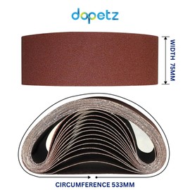 Dapetz ® Sanding Belt 75mm x 533mm to Fit Black & Decker KA88 Belt Sander, Aluminuim Oxide 40 Grit Sander Belts for Grinding, Polishing, Sharpening and Derusting (5 Pieces)