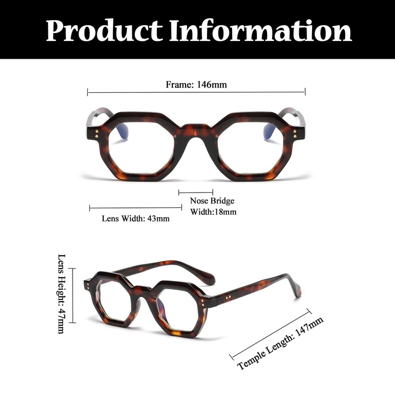 LJCZKA Blue Light Filter Glasses Men's Glasses Without Prescription Blue