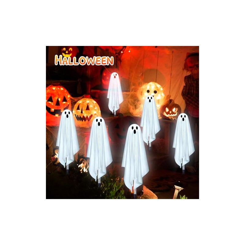 Ninonly - Decoración de Halloween, paquete de 6 luces solares
