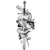 2 x Temporary Snake Sword and Roses Tattoo Fake Tattoos