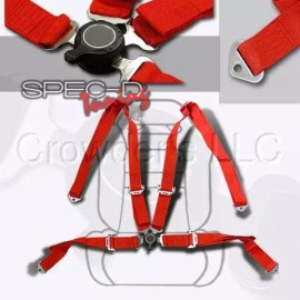 NRG Seat Belt 4 Point Safety Harness Kit Cam Lock Red