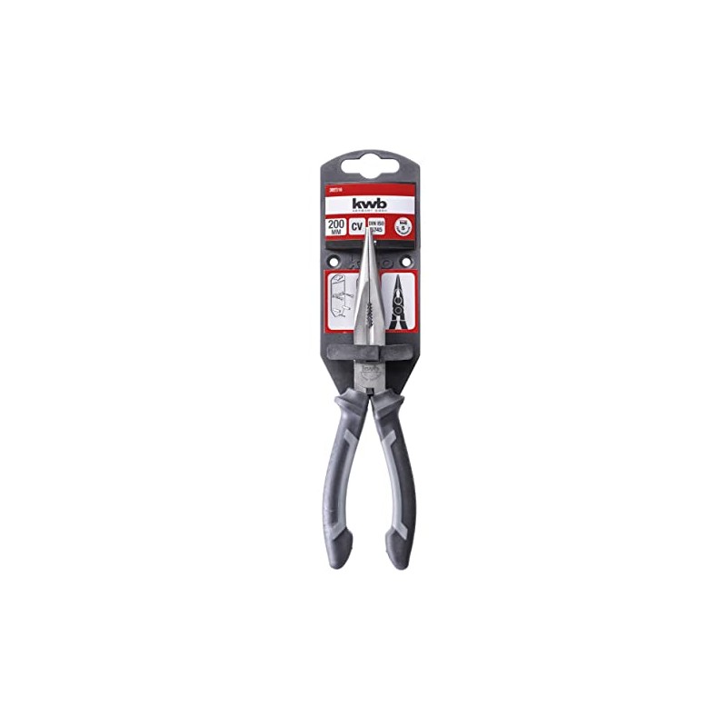KWB Needle Nose Pliers 200 mm Straight Cutting Edges Hardened,