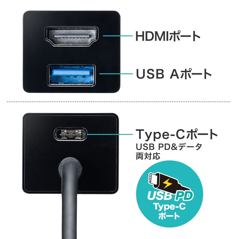 Sanwa Supply USB to 3TCH35BK HDMI Converter Adapter with USB