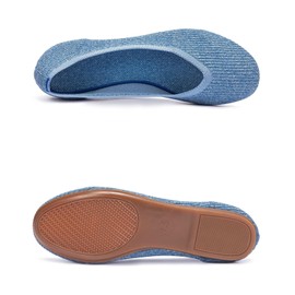 Frank Mully Zapatos Planos de Ballet para Mujer, con Punta Redonda, Zapatos Planos de Trabajo, Zapatos Planos de Punto, para Mujer, Suaves, Ligeros, Azul/Patchwork, 7 US