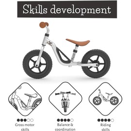 Chillafish Charlie Lightweight Toddler Balance Bike, Cute Trainer for 18-48 Months, Learn to Bike with 10" inch no-Puncture Wheels, Adjustable seat and Carry Handle., Silver