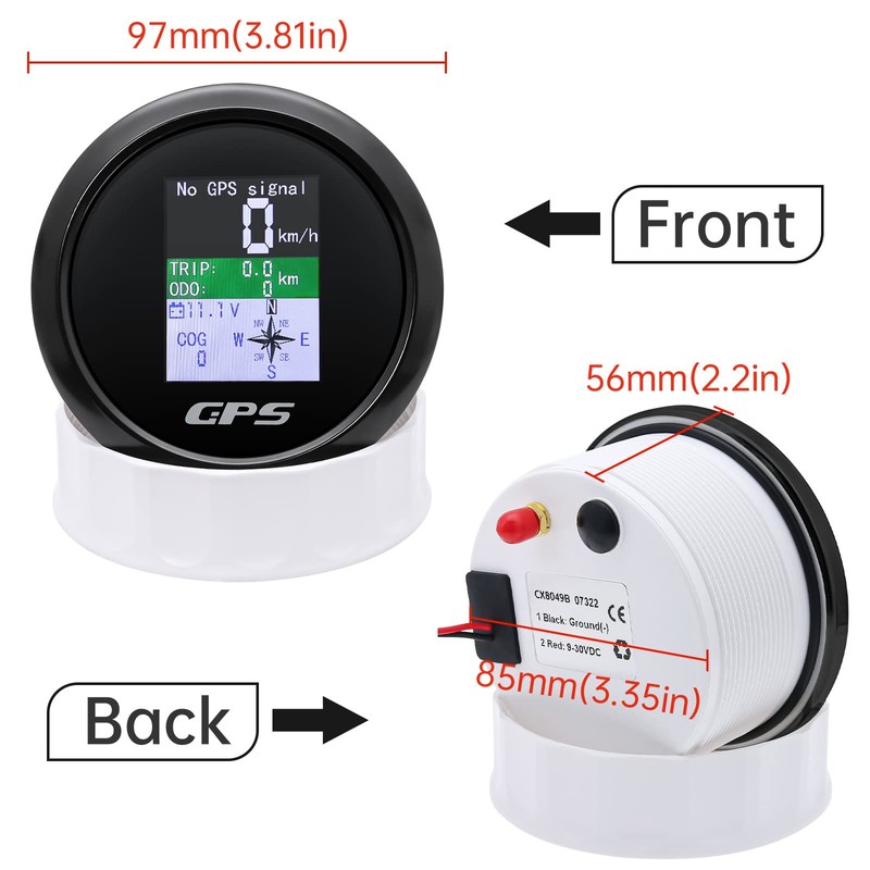MAIMEIMI GPS Speedometer 3-3/8" 85mm Boat GPS Speedometer Odometer Waterproof