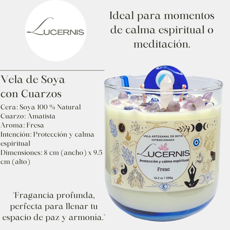 Lucernis Vela Aromática de Soya con Cuarzos de Amatista y