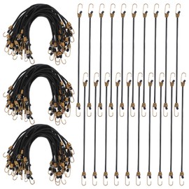 50 Pcs Mini Bungee Cords with Hooks - 10 Inch(Extending to 14.8 Inches) Small Bungee Cord Elastic Straps for Camping, Luggage, Motorcycle, Tarp & Cargo Securing (Black, Heavy Duty)