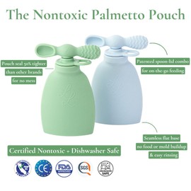 Lowcountry Littles Nontoxic Reusable Baby Food Pouches - Premium Food Grade Silicone - BPA & PFAS Free - Leak-Proof Design - Easy to Clean and Dishwasher Safe (Green)