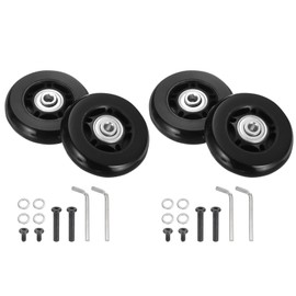 uxcell Set of 2 Luggage Wheels Replacement 60 x 18 Mm/2.4" x 0.7" Rubber Swivel Caster Bearing Wheels Repair Kits for Suitcase Inline Outdoor Skate,Black