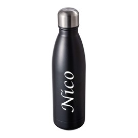 Schmalz® Nizza Stainless Steel Drinking Bottle, 500 ml, Double-Walled Sports Bottle, Thermos Flask, BPA-Free, Vacuum, Leak-Proof, with Name, Laser Engraving, Children, School, Sports, Outdoor,