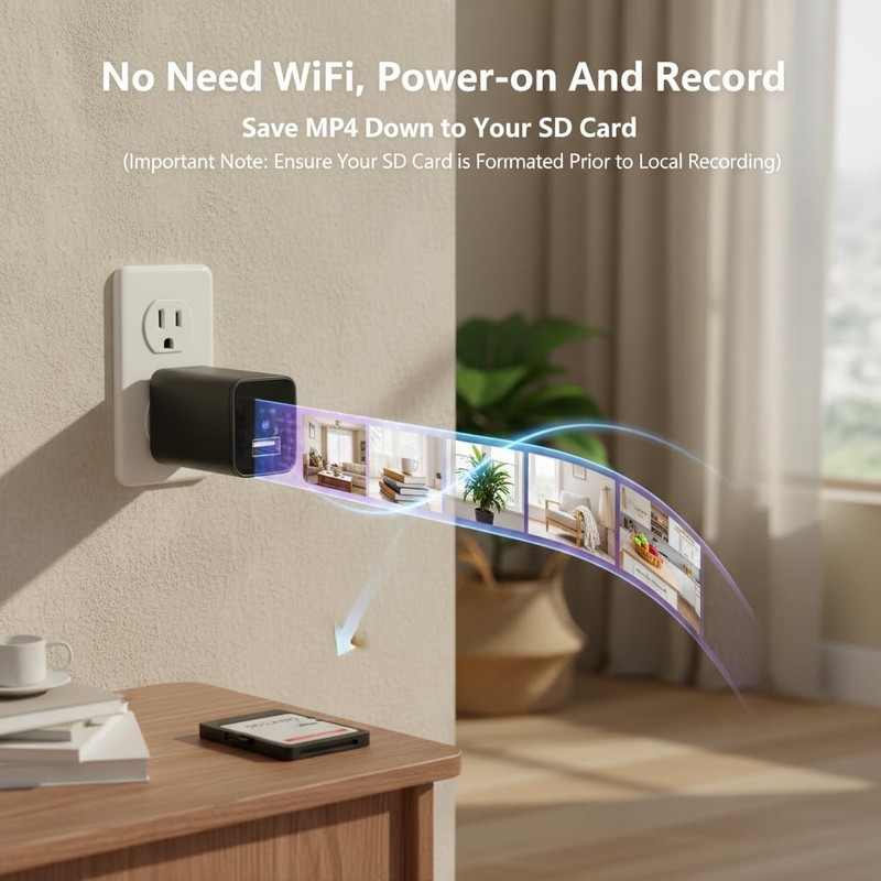 Unohoe Wall Outlet Security Camera 4K Plug-in WiFi Camera for