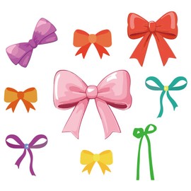 PLIGREAT 3 Sheets Cute Bow Rearview Mirror Decals Colorful Rear View Mirror Decal for Car Glass Window Woman Bedroom Bathroom Dressing Room Vanity Mirror Decorative Salon Window Glass Wall Art Decor