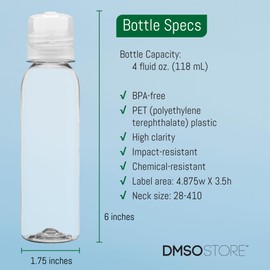 DMSOSTORE 4 oz Clear PET Cosmo Plastic Bottle with Leak-Proof Clear Twist Top Cap - Ideal for Lotions, Shampoos, Essential Oils, and More - Convenient Size for Travel (12 pack)