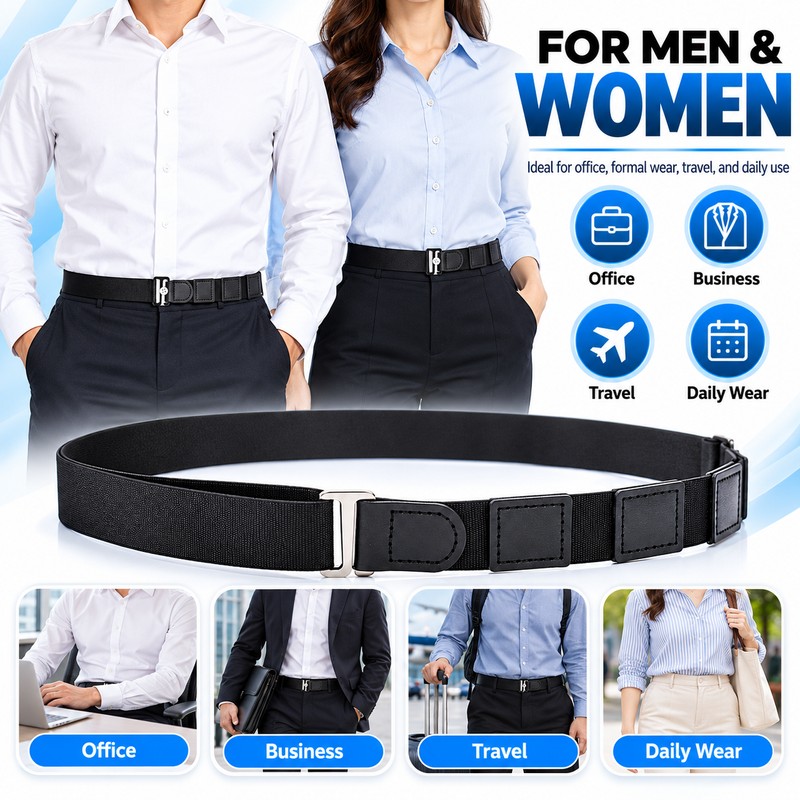 Black Adjustable Elastic Shirt Stay Belt for Men and Women,