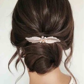 Iaceble French Metal Leaf Hair Comb Crystal Flower Bridal Hair Combs Gold Leaves Hair Comb Headpieces Bride Wedding Leaf Hair Comb Decorative Hair Accessories for Women and Girls Headdress (Gold)