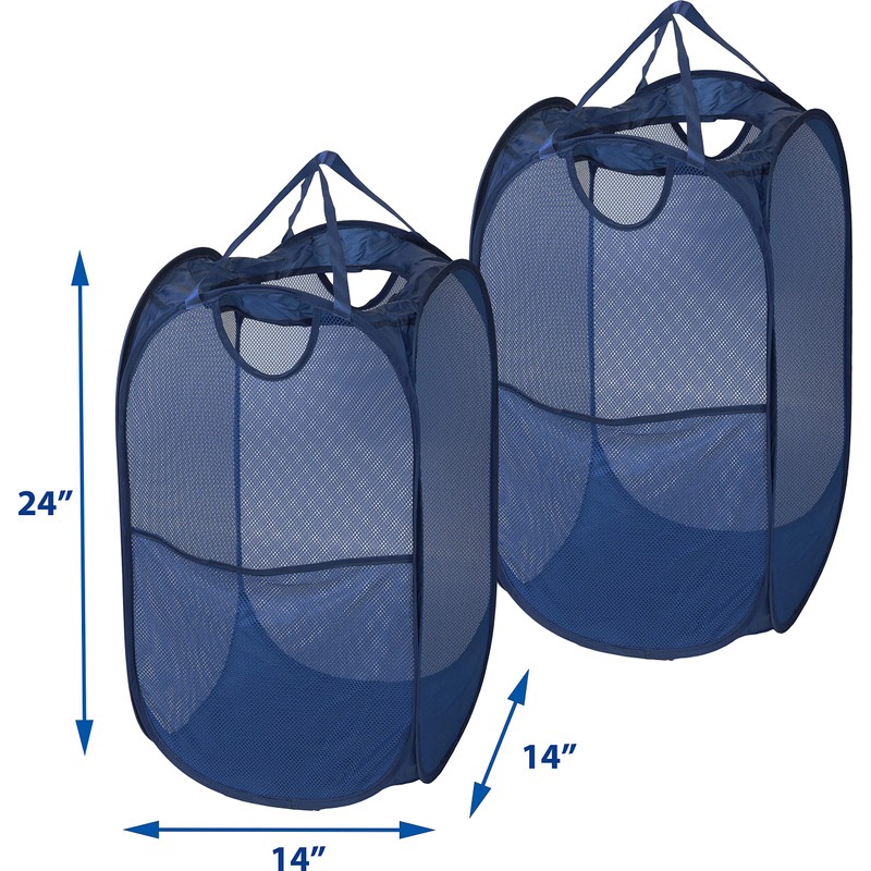 Simple Houseware Mesh Pop-Up Laundry Hamper Basket with Side Pocket,