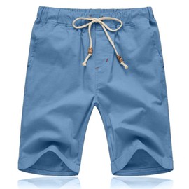 STICKON Pantalones cortos casuales para hombre, ajuste clásico, con cordón, para verano, playa, cintura elástica y bolsillos, Zblue02, XX-Large