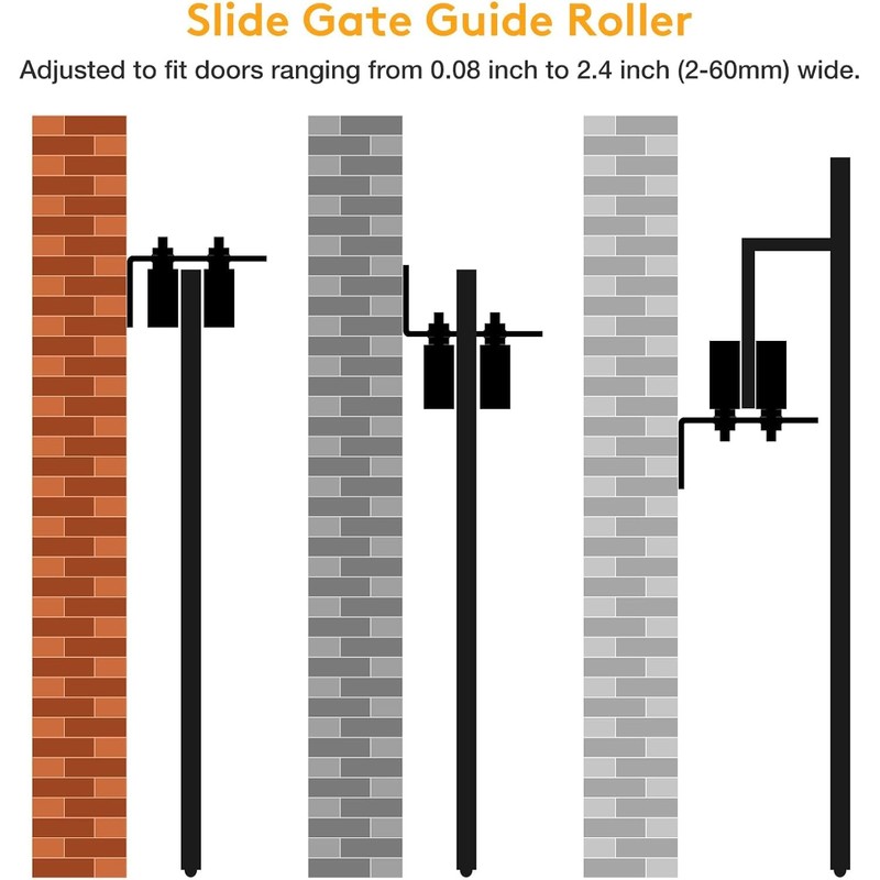 2 Pack Gate Roller Guide,Sliding Gate Hardware with L-Sliding Gate