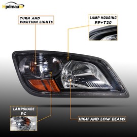 Hpdmauto Headlight fit for 2011+ Hino 238 258 268 338 Truck Left Driver Side Gray Housing Headlamp