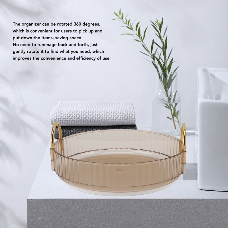 Round Storage Tray 360 Degree Rotating Waterproof Clear Desktop Organizer