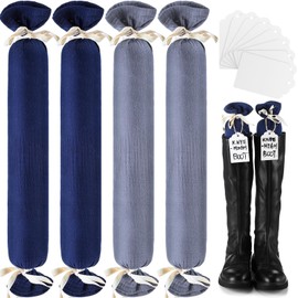 Maiteenly 2 Pairs Boot Shaper Stands with 8 Labels Cotton Tall Boot Inserts for Closet Organization (Solid Color)