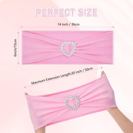 Howhic Pack of 30 Spandex Chair Sashes Bows Stretch Chair Cover Band with Buckle Slider Universal Elastic Chair Ties for Wedding Banquet Party Event Decoration (Pink)