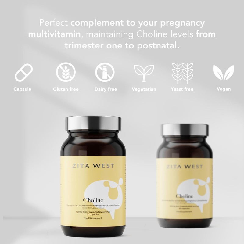 Zita West Choline Supplement - 400mg Choline Bitartrate for Pregnancy