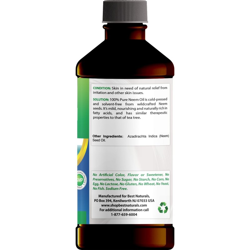 Best Naturals 100% Pure Neem Oil, 100% Cold Pressed and