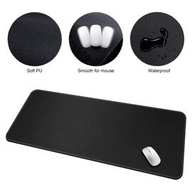 CENNBIE Leather Desk mat Protecter 47.2X19.6in Super Large, PU Leather Desk Mat Blotters Organizer with Comfortable Writing Surface(Black)