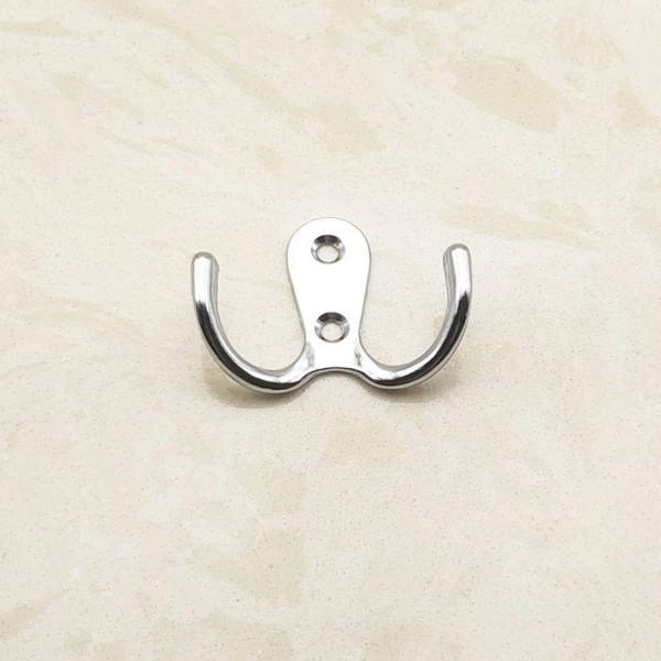NoBrand 2 Pcs Double Prong Robe Hooks, Dual Coat Hooks