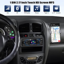 CAMECHO 1 DIN 2.17 Inch Smart Touch HD Screen Car Radio Bluetooth Handsfree Digital Media Player with 7-Colour Backlight FM Radio Car MP3 Player USB Charging/Type-C/AUX-IN + Remote Control