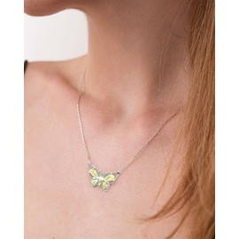 JIZIHAIYI 925-Sterling-Silver Birthstone Butterfly Necklace for Women - Graceful Hollow Butterfly Pendant with 12-Month Birthstones, a Heartfelt Gift for Her on Anniversaries. (November)