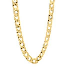 6mm 14k Yellow Gold Plated Flat Cuban Link Curb Chain Necklace, 22 inches