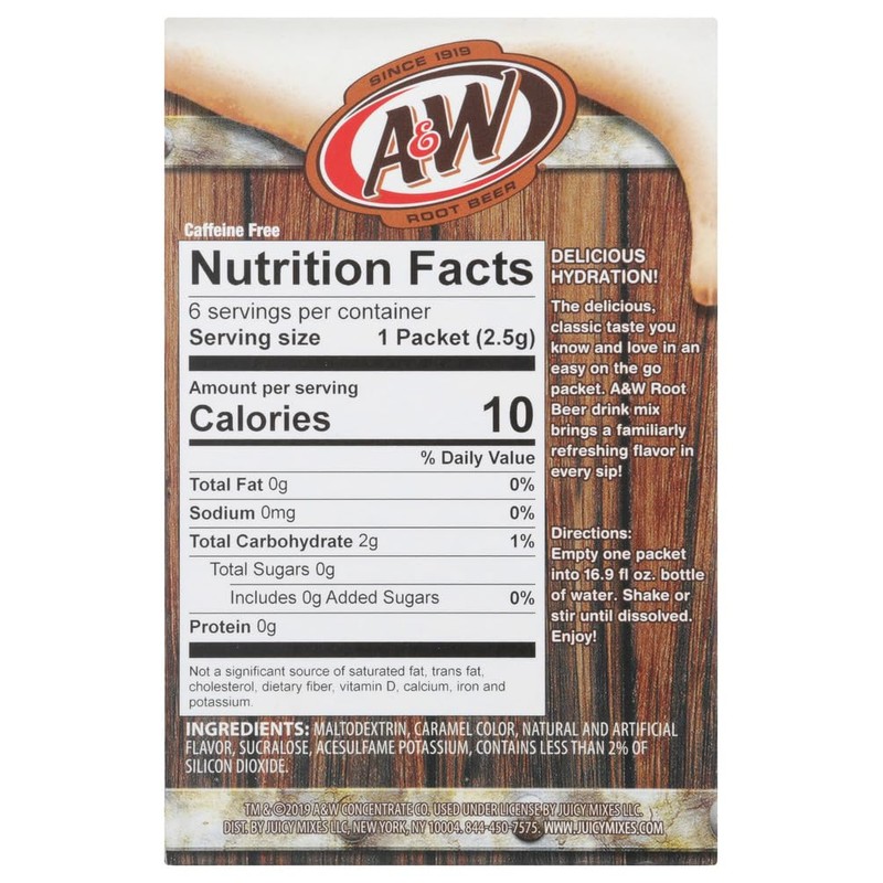 A&W Root Beer Caffeine/Sugar Free Classic On-the-Go Drink Mix Packets