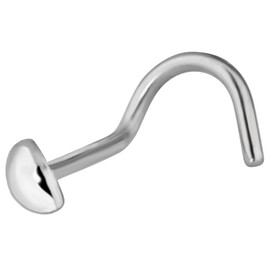 Forbidden Body Jewelry 20g Surgical Steel Nose Screw with Flat Steel Dome Ball