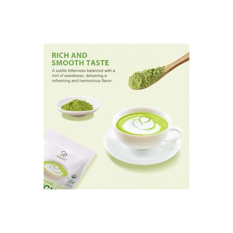 Soeos Organic Matcha Powder - Antioxidant Rich Green Tea