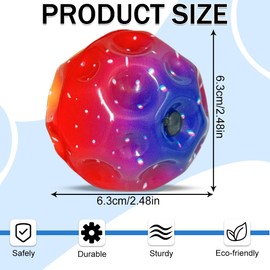 Gradient Moon Ball - Highest Jumping Rubber Ball - Ball Crater Makes A Popping Sound On Impact - Easy Grip - With Hand Strap - For Children