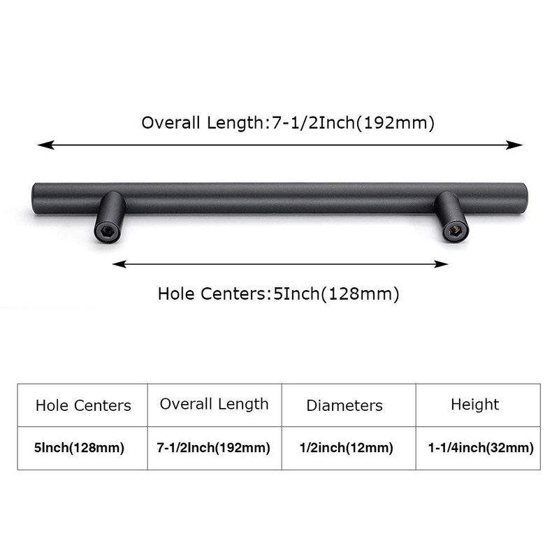 LONTAN 15 Pack Black Kitchen Handles 128mm Black Cupboard Handles