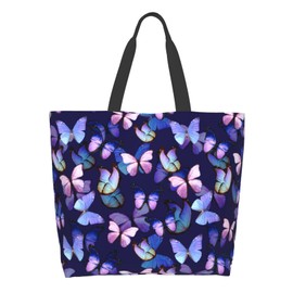 Majoug Butterfly Tote Bags Gym Bag Shoulder Bag Reusable Picnic Beach Bag for Women, Travel Beach Shopping Work Daily One Size