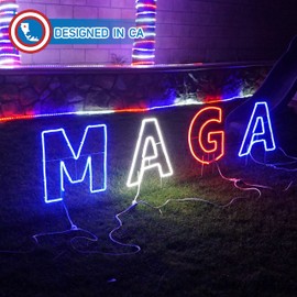 Russell Decor Trump Make America Great Again 2026 MAGA Lights with 10-Levels of dimmable Control (80'' x 17'', Red White Blue)