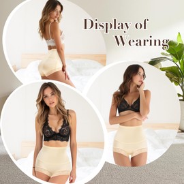 QUASTI Women's High Waisted Underwear Tummy Control Cotton Panties Full Coverage Postpartum Briefs（L） Rose