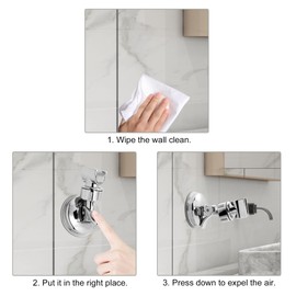 Shower Head Holder Suction Cup Shower Head Holder, Adjustable Height Wall Mount Shower Wand Holder Bracket ABS, Removable Handheld Shower Head Holder Silver (2 Pack)