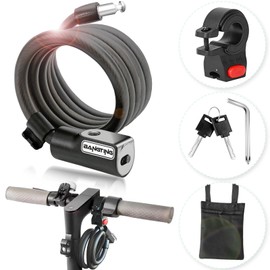BANGTING E Scooter Lock, Bicycle Lock, 120 cm/12 mm Bicycle Lock, High Security, Cable Lock with 2 Keys for E Scooter/E Scooter/Bicycle/Motorcycle/Children's Bicycle/Pram/Door, Bike Lock