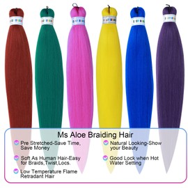 Colored Braiding Hair Pre Stretched Colorful Braiding Hair Yaki Braids Hot Water Setting Prestretched Briaiding Hair 26inch 6packs Pre Stretched Braiding Hair Pre Stretched Soft As Human Hair